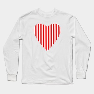 Red and White Stripes Heart Long Sleeve T-Shirt